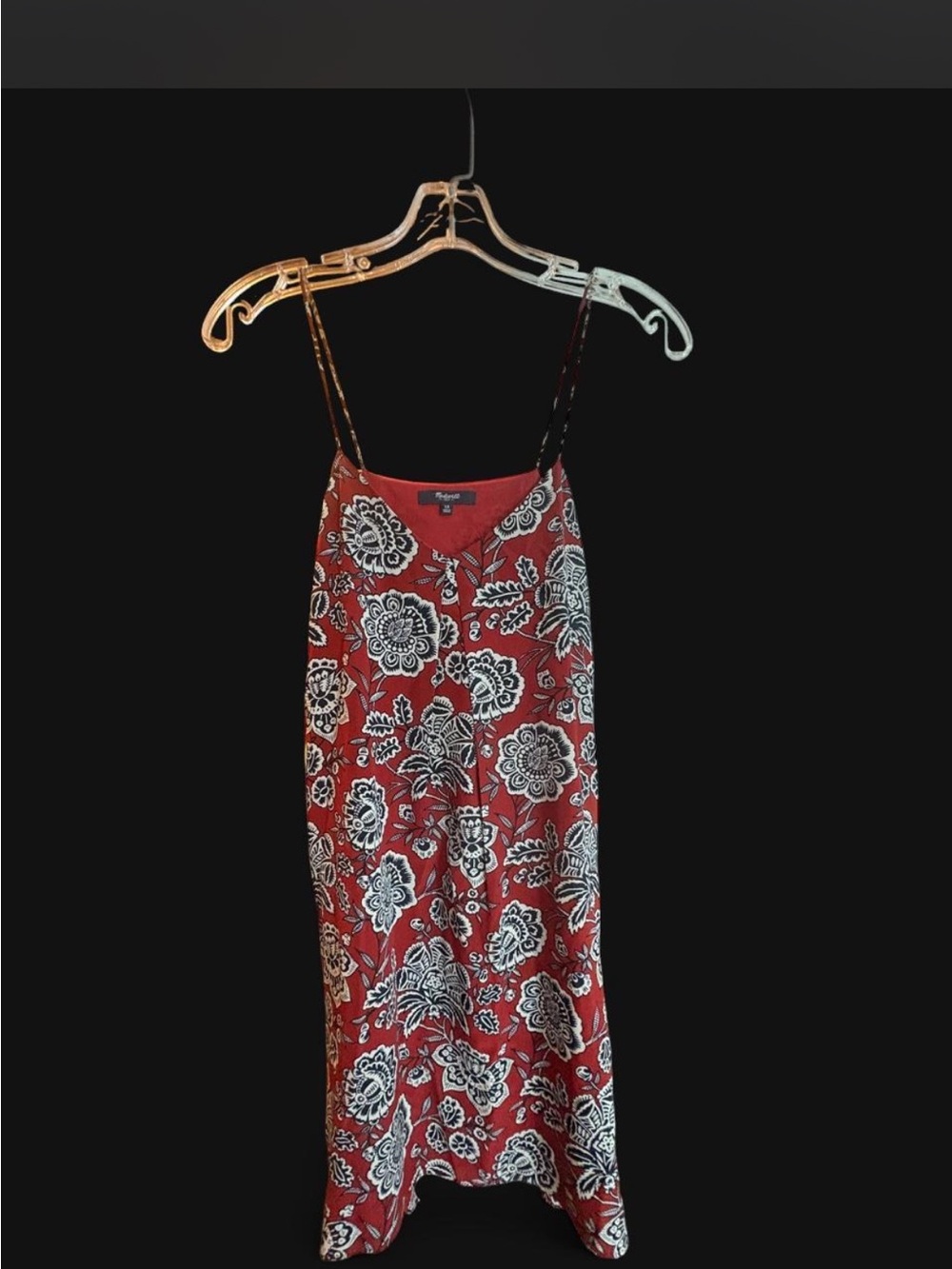 Madewell Red Floral Midi Slip Dress